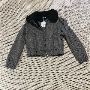 Beginning boutique Black/White Checkered Jacket